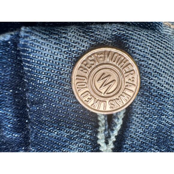 Mother The Looker Crop 5 Pocket Blue Jeans Damaged 29 on the edge large denim - Picture 6 of 10